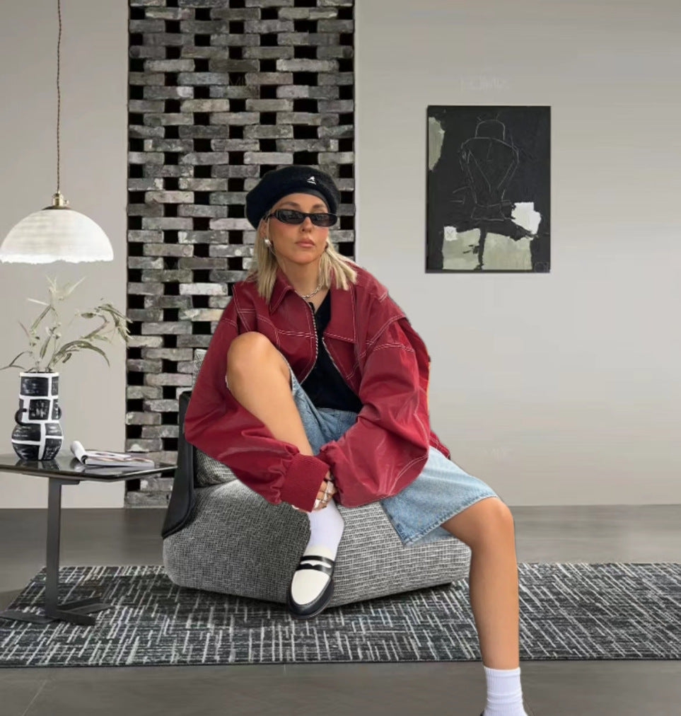 Damernas modiga jacka med trendiga stickdetaljer och avslappnad skärning Mirla-Eva Jonsson