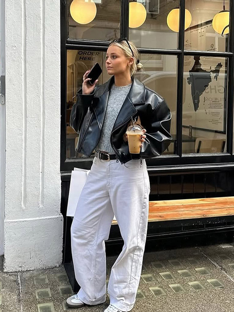 Damernas modiga konstläderjacka med oversized snitt Mirla-Eva Jonsson