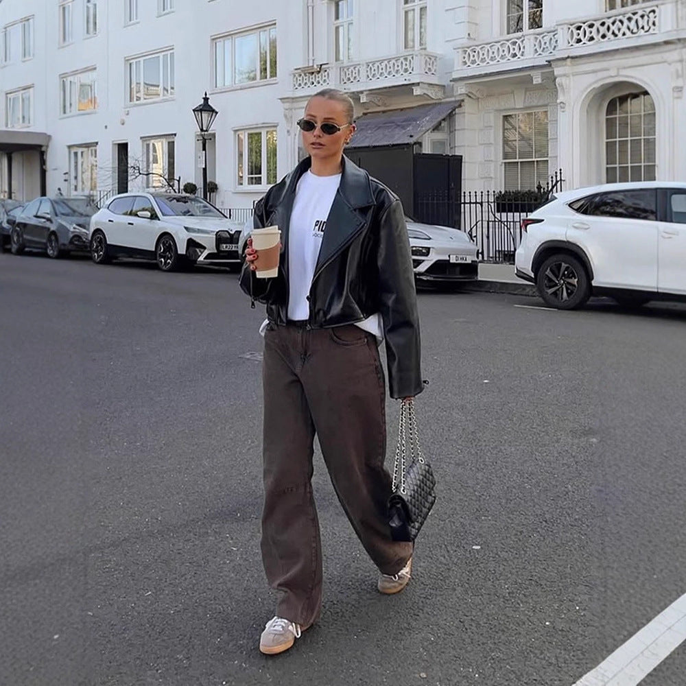 Damernas modiga konstläderjacka med oversized snitt Mirla-Eva Jonsson