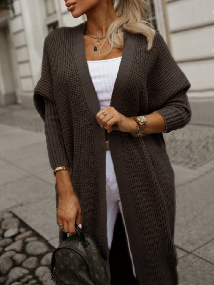 Damernas modiga långärmad stickad jacka med öppen skärning och våffelmönster Eva Jonsson-Eva Jonsson