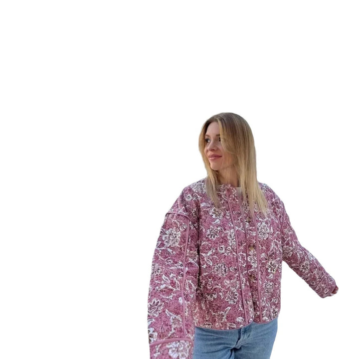 Damernas modiga oversized-jacka med blommönster Mirla-Eva Jonsson