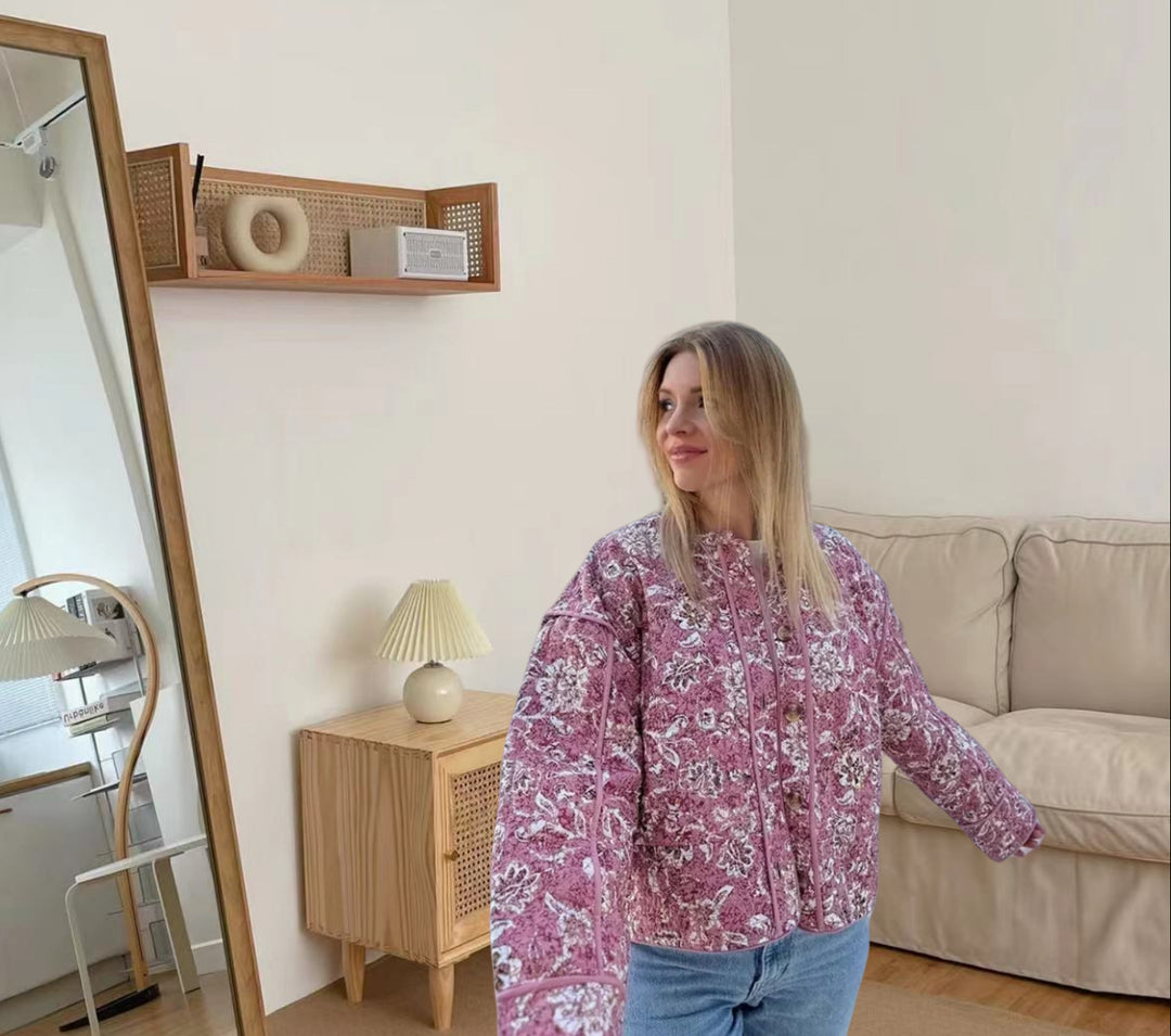 Damernas modiga oversized-jacka med blommönster Mirla-Eva Jonsson