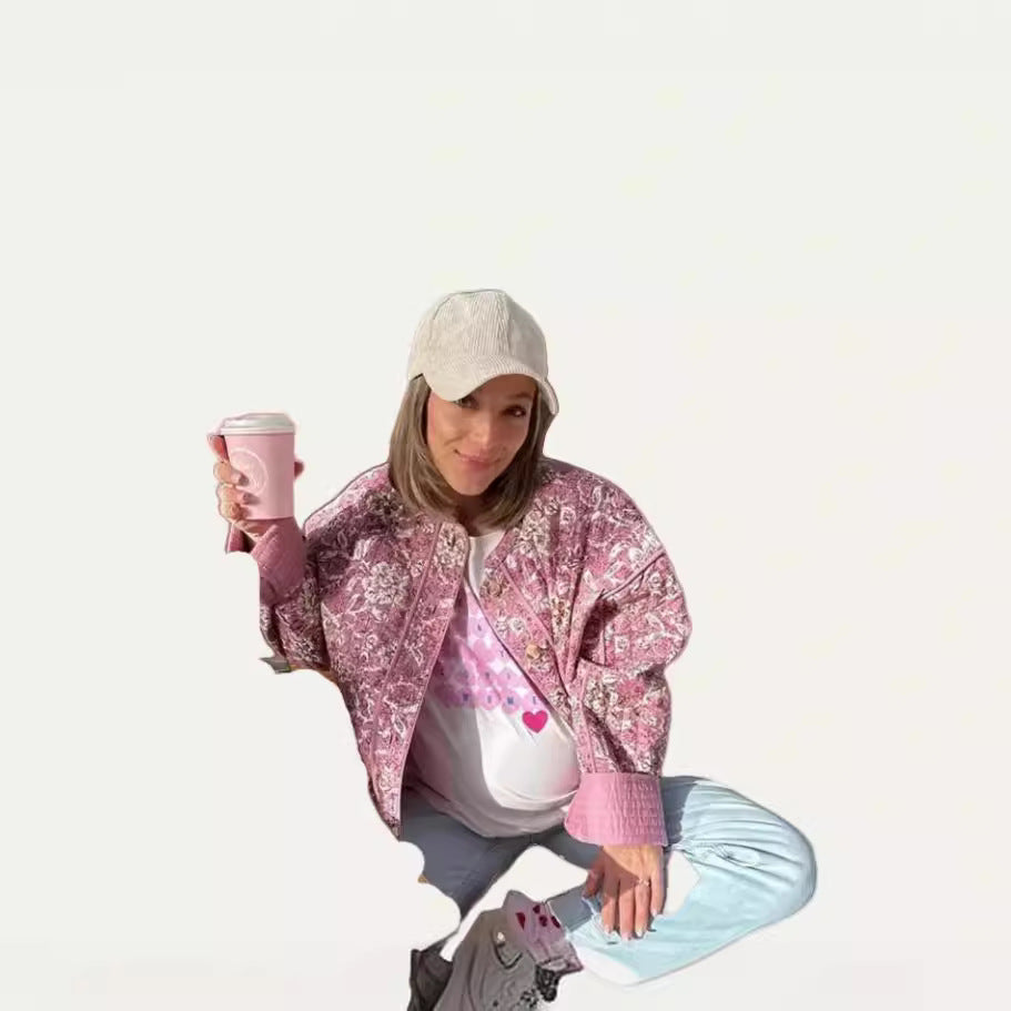 Damernas modiga oversized-jacka med blommönster Mirla-Eva Jonsson