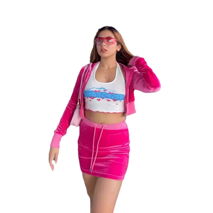Damernas modiga sammetsset med crop-top och kjol Mirla-Eva Jonsson