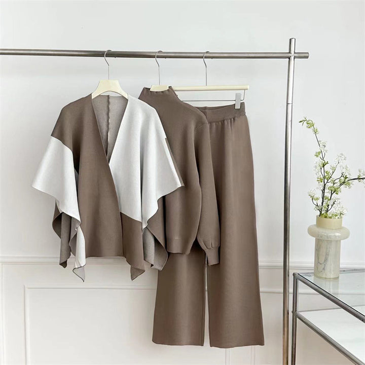 Damernas modiga stickade loungewear-set med asymmetrisk design Mirla-Eva Jonsson