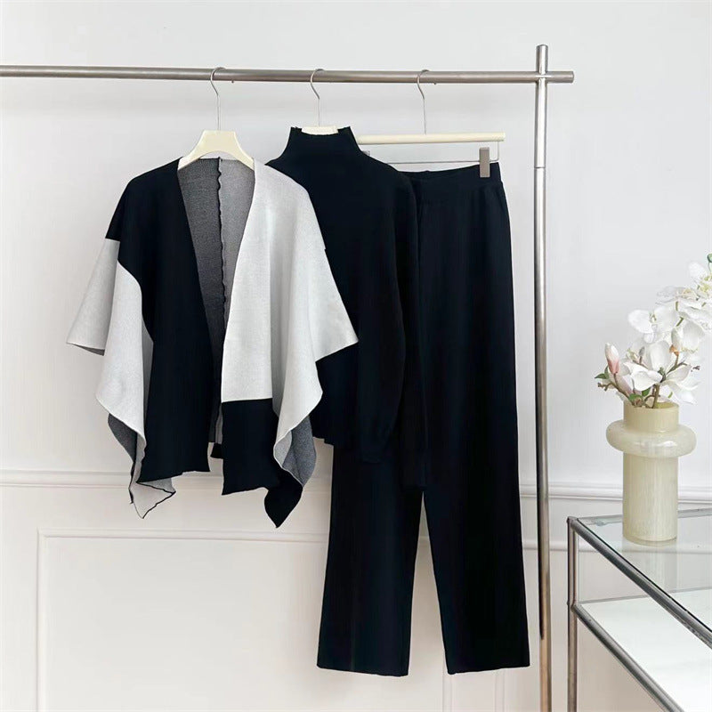 Damernas modiga stickade loungewear-set med asymmetrisk design Mirla-Eva Jonsson