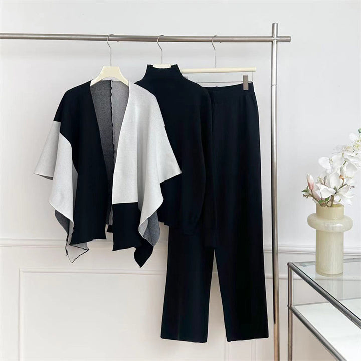 Damernas modiga stickade loungewear-set med asymmetrisk design Mirla-Eva Jonsson