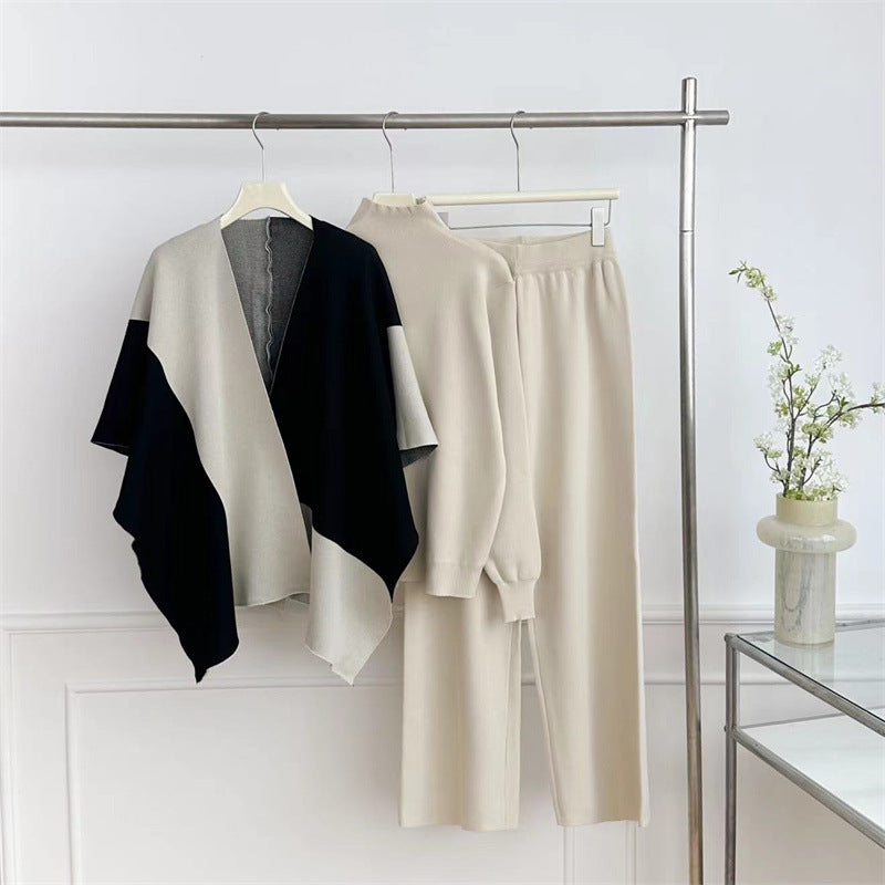 Damernas modiga stickade loungewear-set med asymmetrisk design Mirla-Eva Jonsson