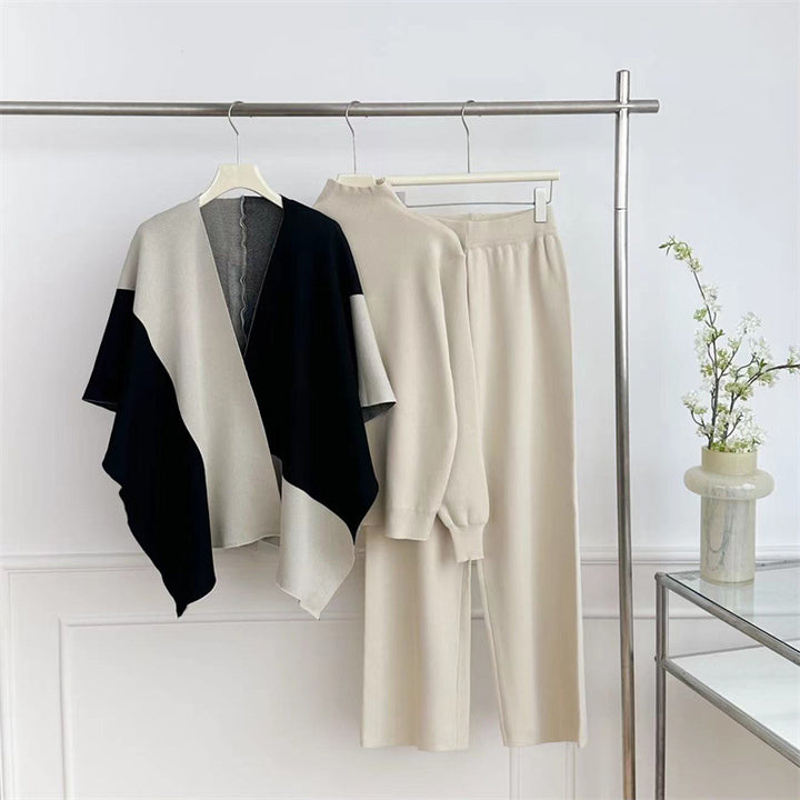 Damernas modiga stickade loungewear-set med asymmetrisk design Mirla-Eva Jonsson