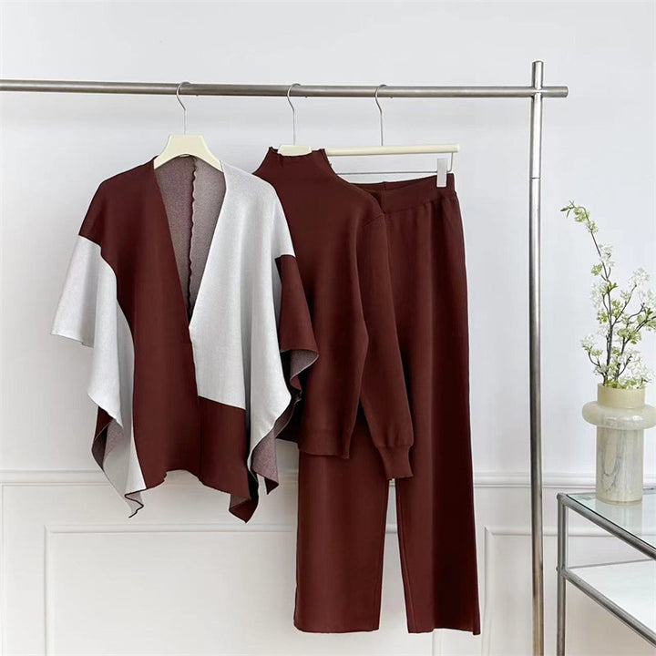 Damernas modiga stickade loungewear-set med asymmetrisk design Mirla-Eva Jonsson