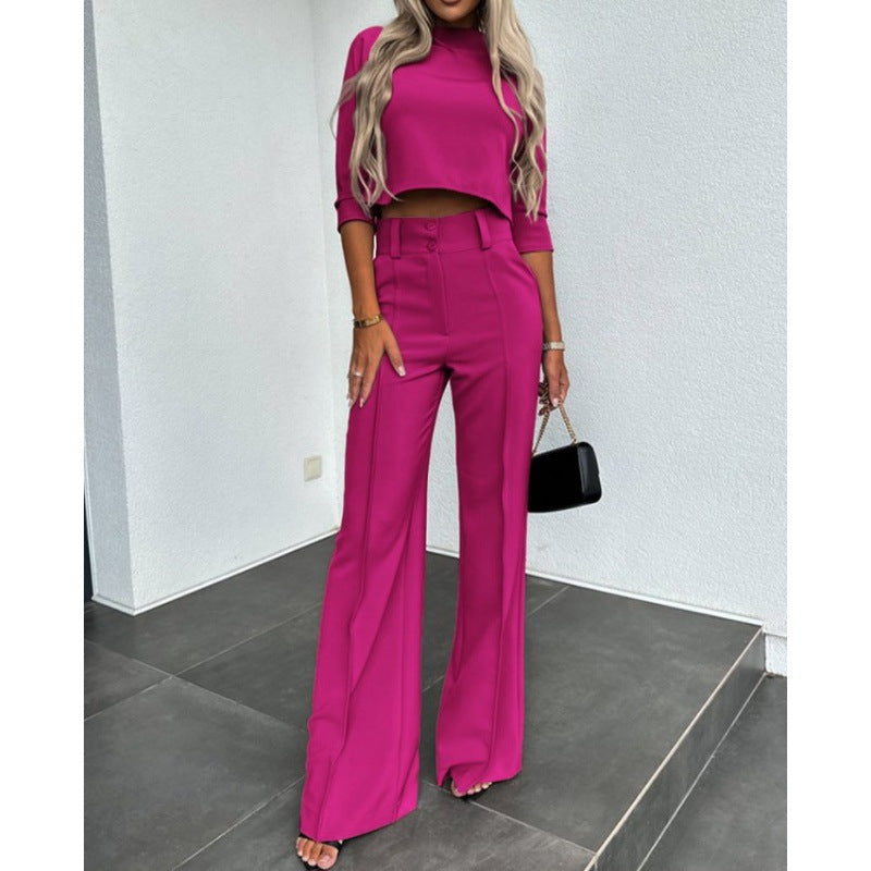 Damernas modiska cropped topp med eleganta palazzo byxor Mirla-Eva Jonsson