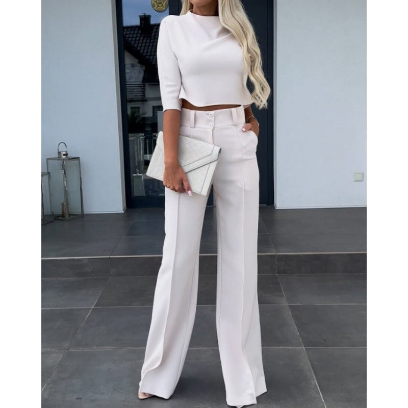 Damernas modiska cropped topp med eleganta palazzo byxor Mirla-Eva Jonsson