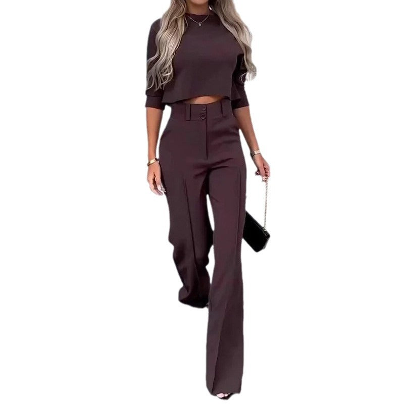 Damernas modiska cropped topp med eleganta palazzo byxor Mirla-Eva Jonsson