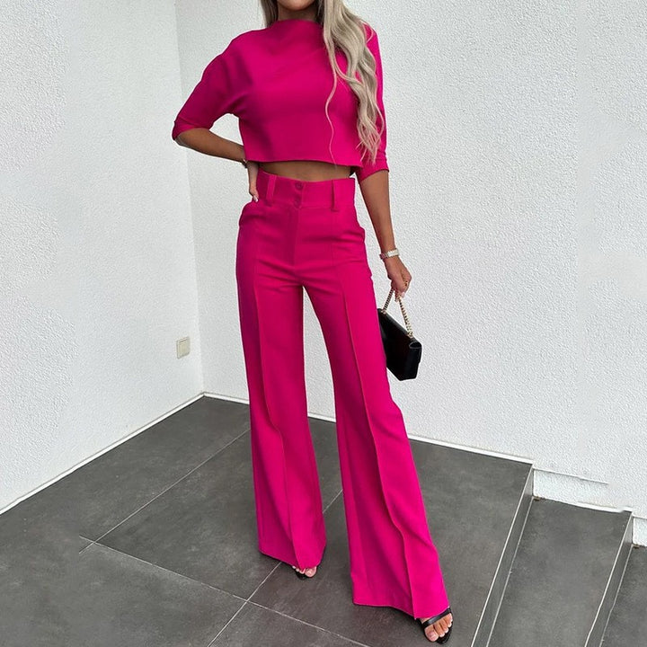 Damernas modiska cropped topp med eleganta palazzo byxor Mirla-Eva Jonsson
