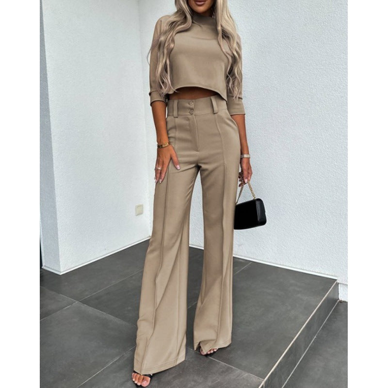 Damernas modiska cropped topp med eleganta palazzo byxor Mirla-Eva Jonsson