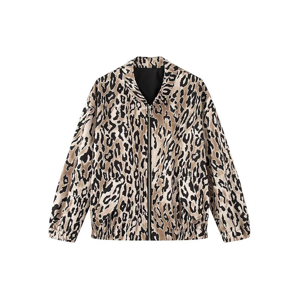 Damernas modiska mockajacka i leopardmönster Mirla-Eva Jonsson