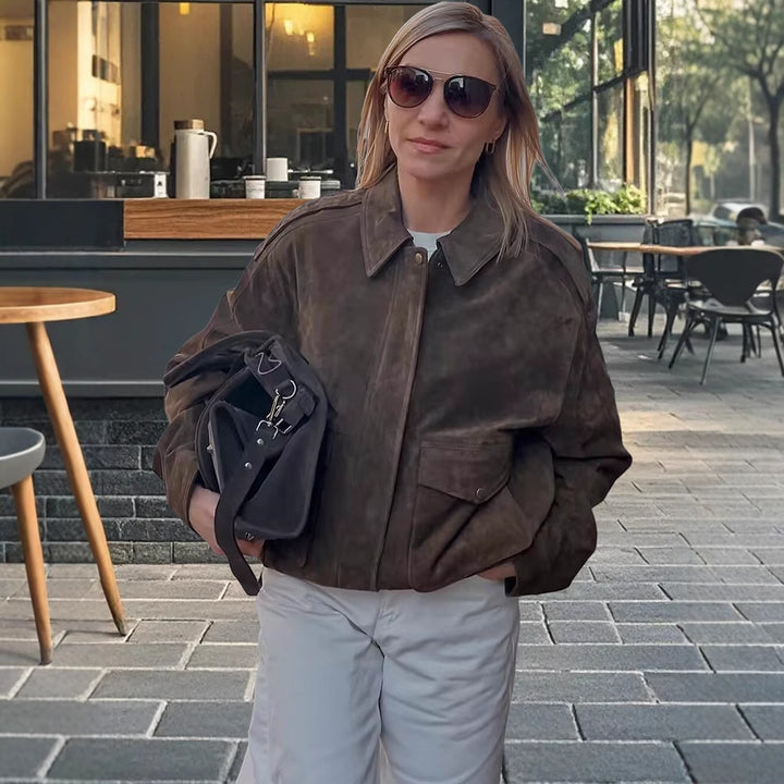 Damernas modiska mockajacka med oversized passform Mirla-Eva Jonsson