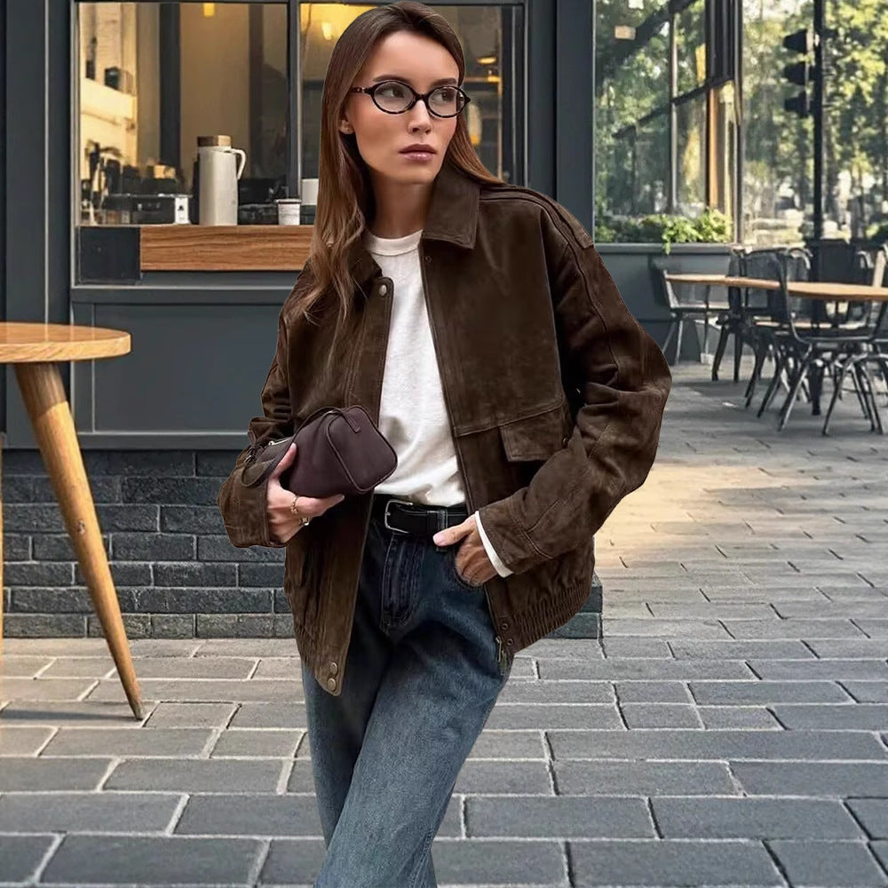 Damernas modiska mockajacka med oversized passform Mirla-Eva Jonsson