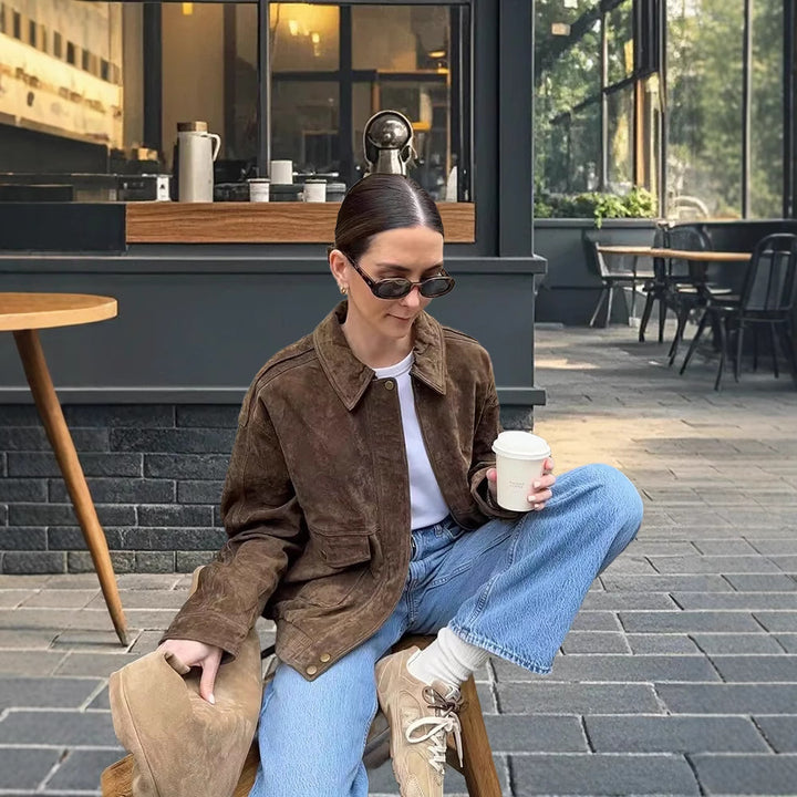 Damernas modiska mockajacka med oversized passform Mirla-Eva Jonsson