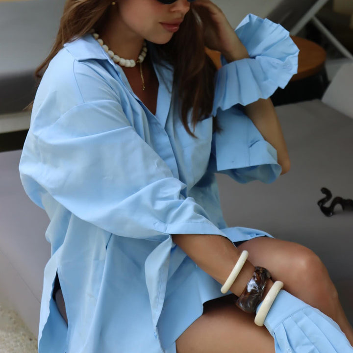 Damernas modiska oversized-blus med rynkdetaljer Mirla-Eva Jonsson