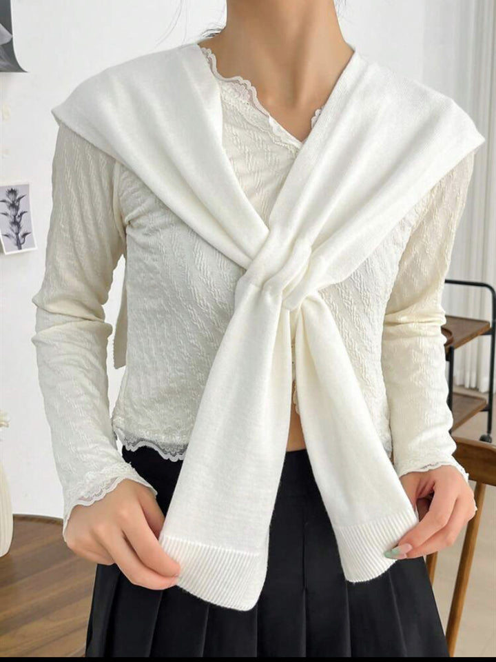 Damernas modiska stickad scarf med knutdetalj Eva Jonsson-Eva Jonsson