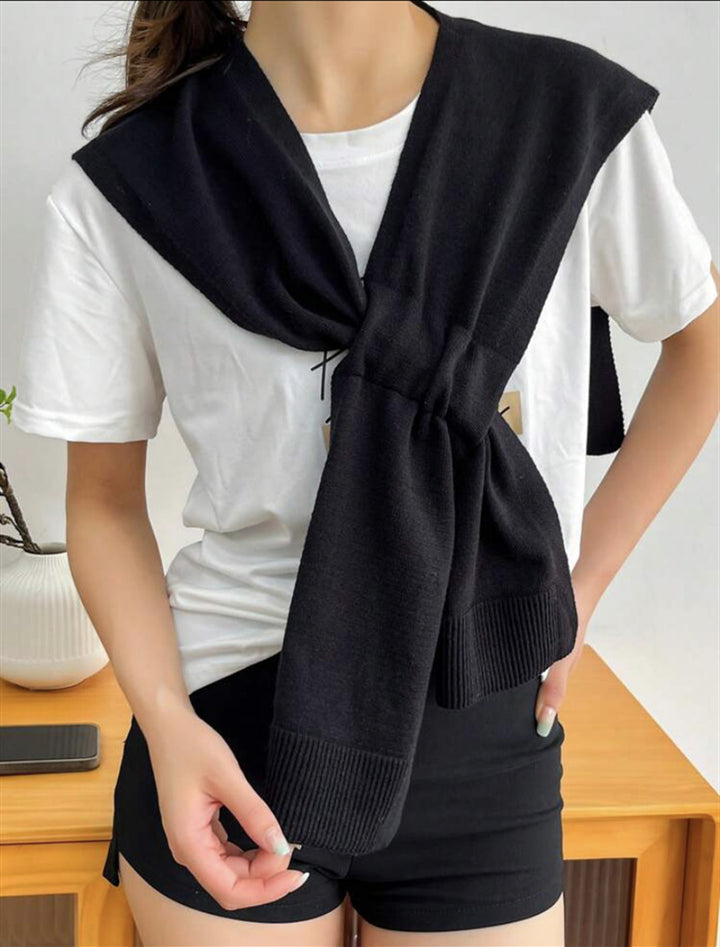 Damernas modiska stickad scarf med knutdetalj Eva Jonsson-Eva Jonsson