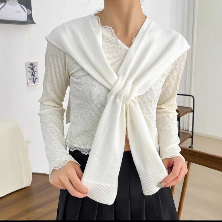 Damernas modiska stickad scarf med knutdetalj Eva Jonsson-Eva Jonsson