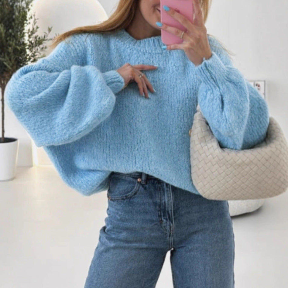 Damernas mysig tröja med voluminösa ärmar och strukturerad design Eva Jonsson-Eva Jonsson