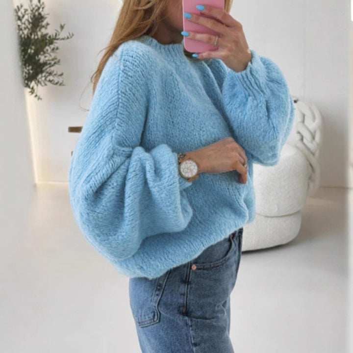 Damernas mysig tröja med voluminösa ärmar och strukturerad design Eva Jonsson-Eva Jonsson