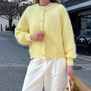 Damernas mysiga cardigan i mjuk mohair Mirla-Eva Jonsson