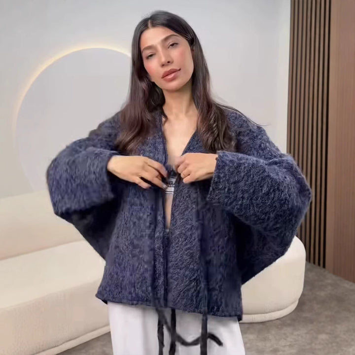 Damernas mysiga cardigan med trendigt knytbälte Mirla-Eva Jonsson