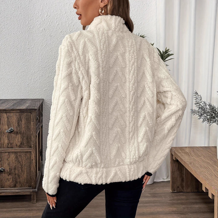 Damernas mysiga fleece-hoodie med halv dragkedja Eva Jonsson-Eva Jonsson