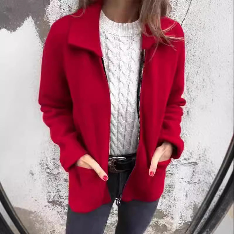 Damernas mysiga fleecejacka med korta kragen Eva Jonsson-Eva Jonsson