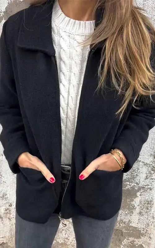 Damernas mysiga fleecejacka med korta kragen Eva Jonsson-Eva Jonsson