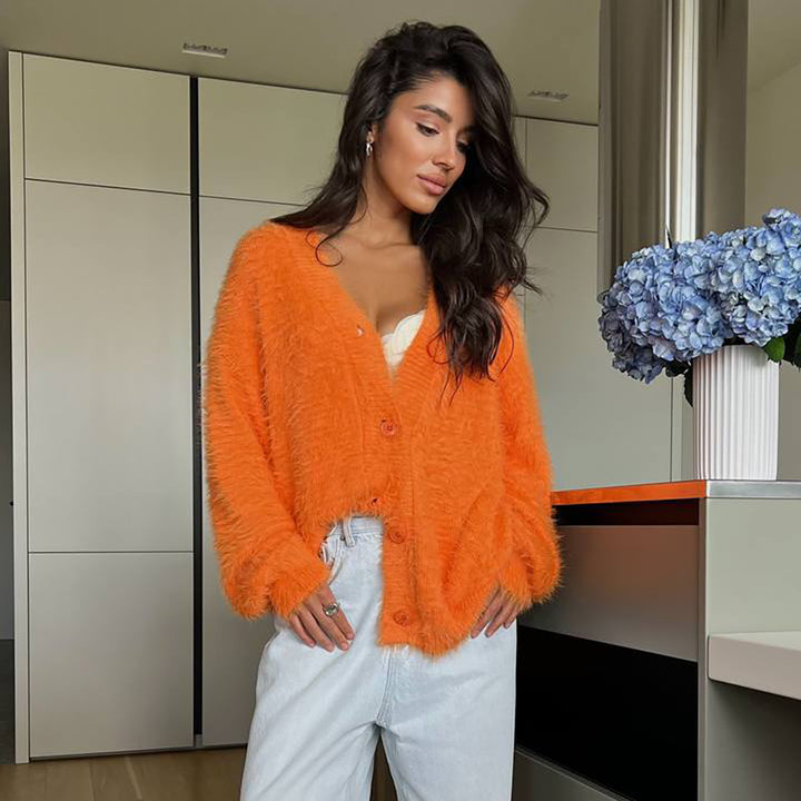 Damernas mysiga lockig cardigan Mirla-Eva Jonsson