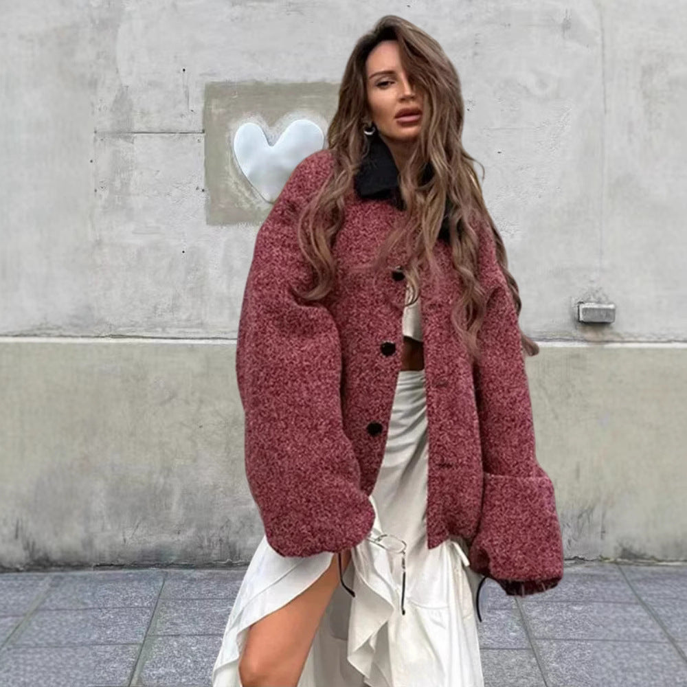 Damernas mysiga oversize-jacka med stor krage Eva Jonsson-Eva Jonsson