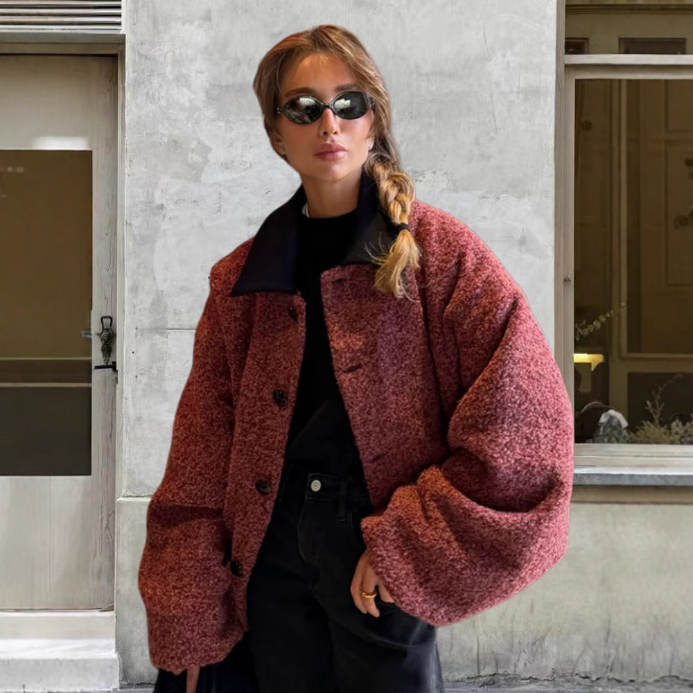 Damernas mysiga oversize-jacka med stor krage Eva Jonsson-Eva Jonsson