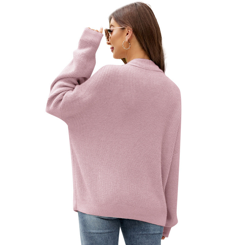Damernas mysiga stickade cardigan med djup V-ringning och fickor Eva Jonsson-Eva Jonsson