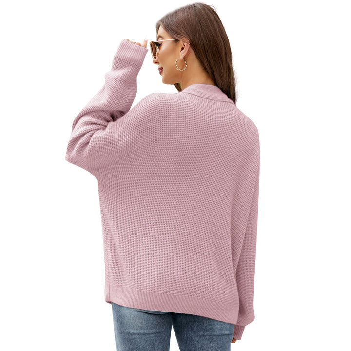 Damernas mysiga stickade cardigan med djup V-ringning och fickor Eva Jonsson-Eva Jonsson
