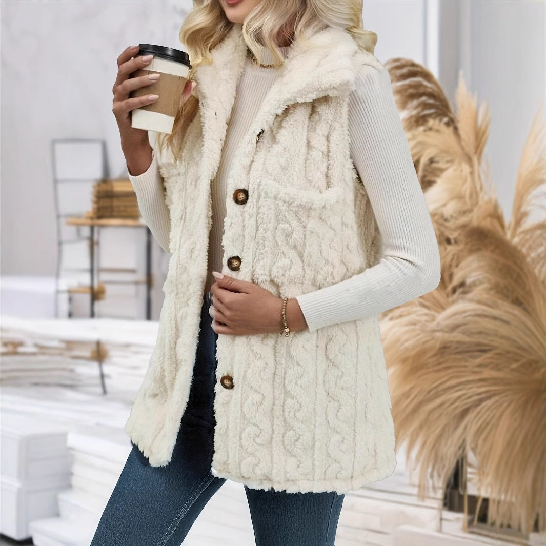 Damernas mysiga väst i mjukt teddyfleece Mirla-Eva Jonsson