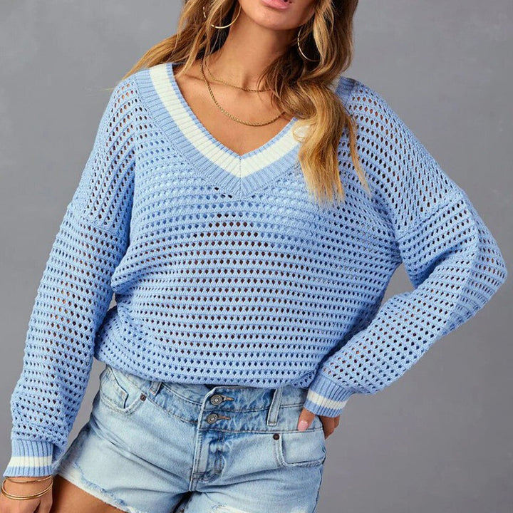 Damernas nättröja i avslappnad oversized-stil med V-hals och ribbade muddar Eva Jonsson-Eva Jonsson