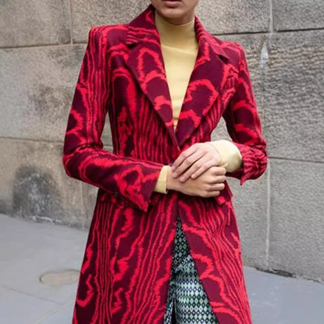 Damernas översize designerjacka med grafiskt mönster Mirla-Eva Jonsson