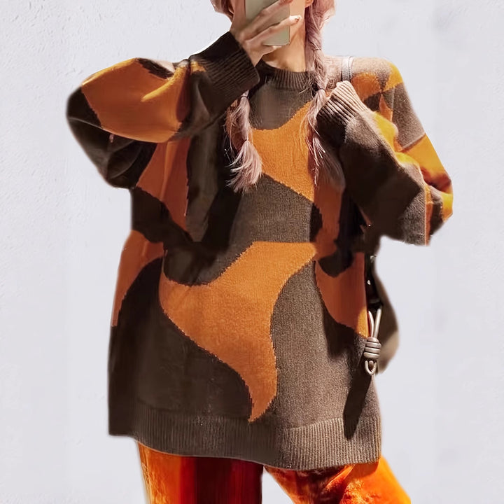 Damernas översize tröja med unik mönster Mirla-Eva Jonsson