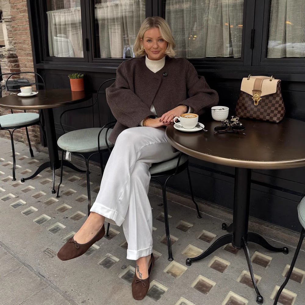 Damernas oversize ulljacka med eleganta knappryck Eva Jonsson-Eva Jonsson