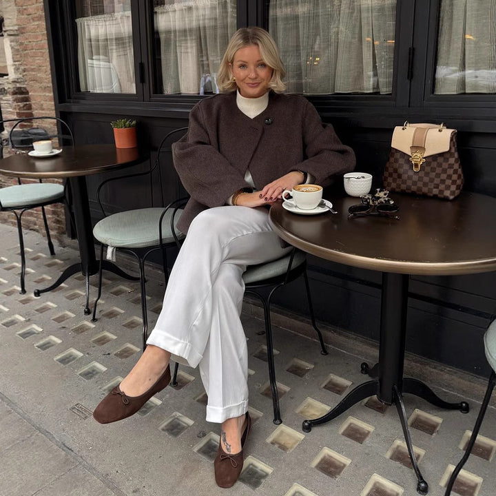 Damernas oversize ulljacka med eleganta knappryck Eva Jonsson-Eva Jonsson