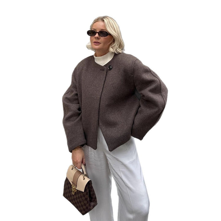 Damernas oversize ulljacka med eleganta knappryck Eva Jonsson-Eva Jonsson