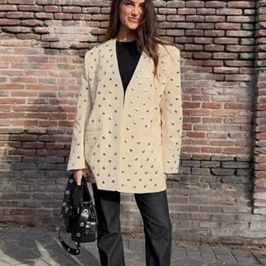 Damernas oversized blazer med lyxiga applikationer Mirla-Eva Jonsson