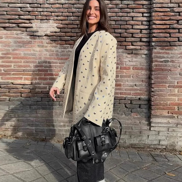 Damernas oversized blazer med lyxiga applikationer Mirla-Eva Jonsson