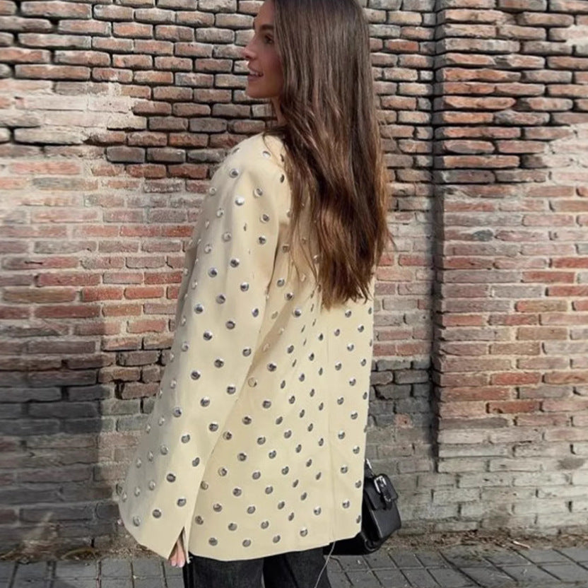 Damernas oversized blazer med lyxiga applikationer Mirla-Eva Jonsson