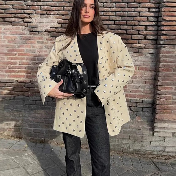 Damernas oversized blazer med lyxiga applikationer Mirla-Eva Jonsson